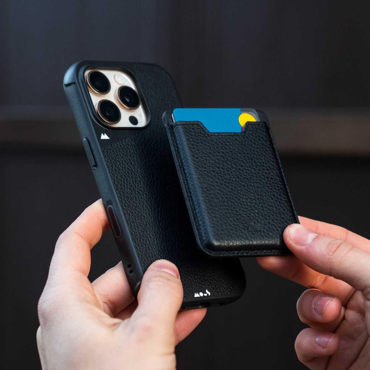 Black Leather Protective Phone Case with Camera Control Button - Limitless